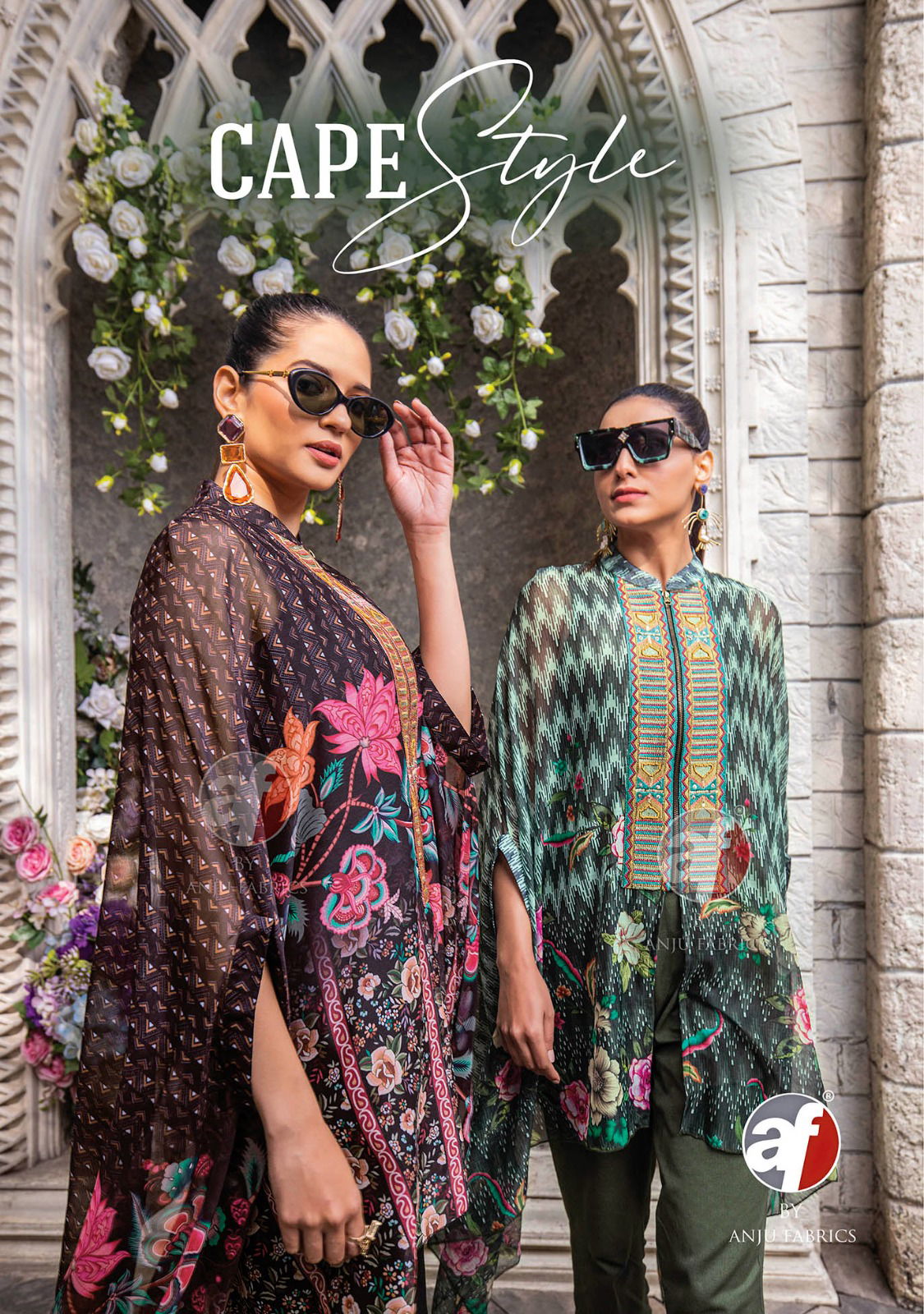 Cape Style By Af Viscose Premium Chiffon Printed Party Wear Kurti With Bottom Wholesale Online